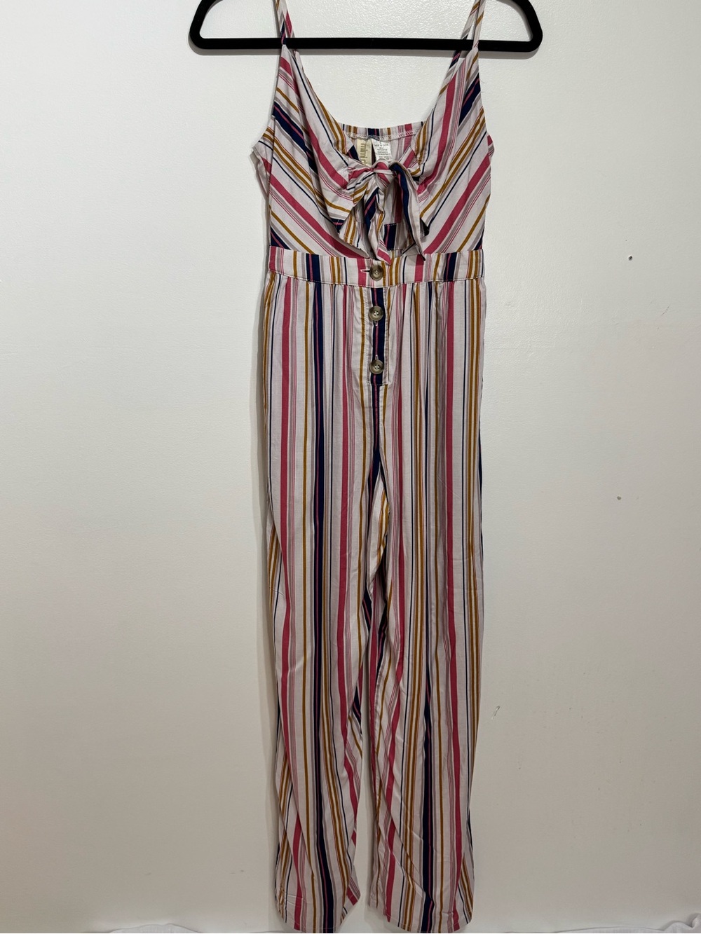 NEW Mimi Chica Multi-Striped Tie-Front Wide Leg Jumpsuit ✨with POCKETS!!✨